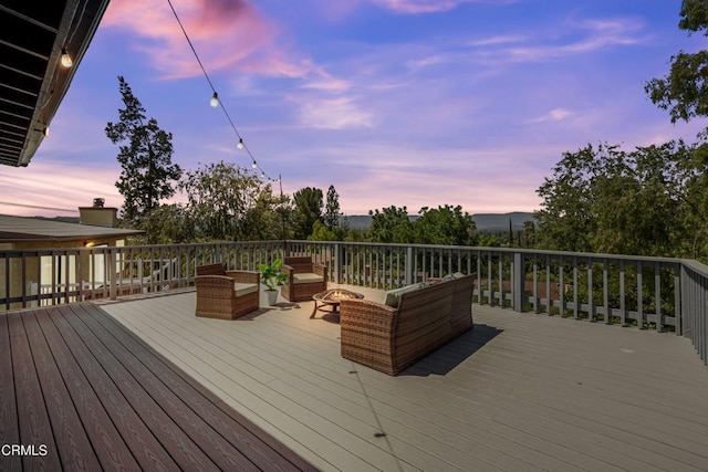 22769 Macfarlane Dr, Woodland Hills, CA 91364 - wooden deck featuring an outdoor hangout area