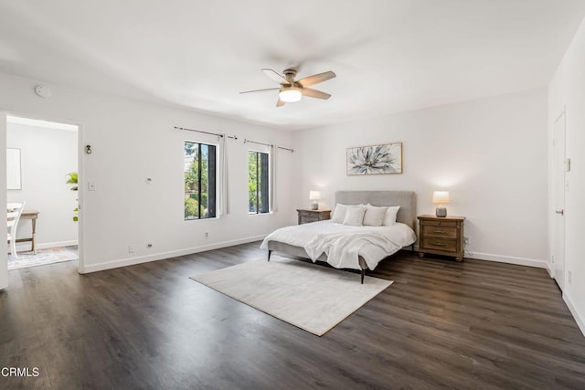 22769 Macfarlane Dr, Woodland Hills, CA 91364 - bedroom featuring dark wood-style flooring and a ceiling fan
