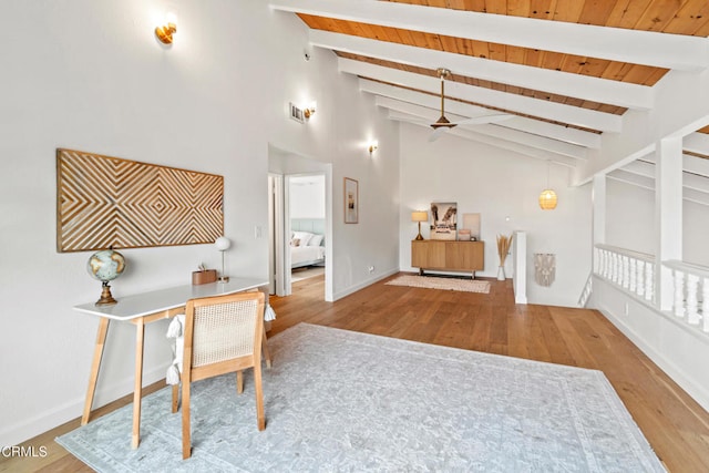 5222 Whitecap St, Oxnard, CA 93035 - interior space with wood finished floors, an office area, and wooden ceiling