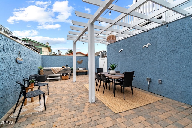 5222 Whitecap St, Oxnard, CA 93035 - fenced backyard featuring outdoor dining space, outdoor lounge area, a pergola, and a patio area