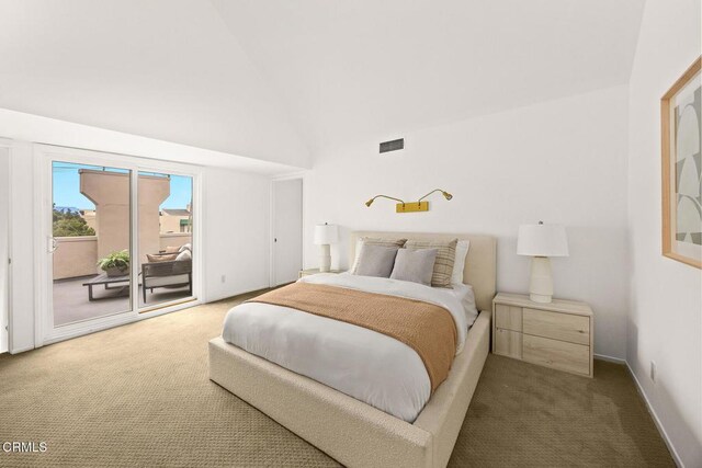 477 S Euclid Ave Unit A, Pasadena, CA 91101 - bedroom featuring access to outside, carpet flooring, and high vaulted ceiling