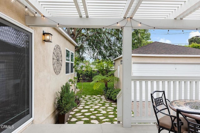 2250 Cooley Pl, Pasadena, CA 91104 - view of patio with a pergola and an outbuilding