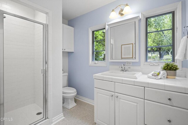 1550 Scenic Dr, Pasadena, CA 91103 - bathroom featuring vanity, a stall shower, and tile patterned floors