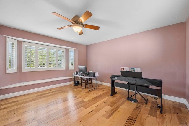 525 Hilo Way, Vista, CA 92081 - home office featuring a ceiling fan and wood-type flooring