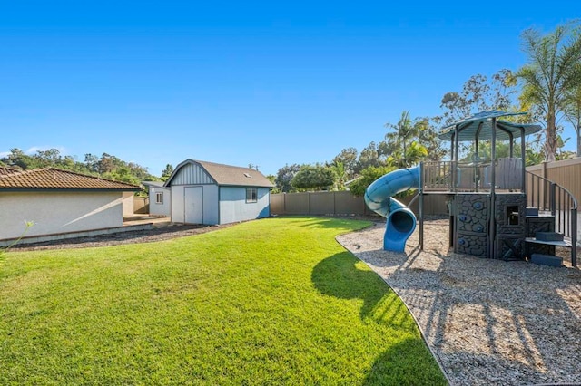 525 Hilo Way, Vista, CA 92081 - fenced yard featuring a playground and a shed