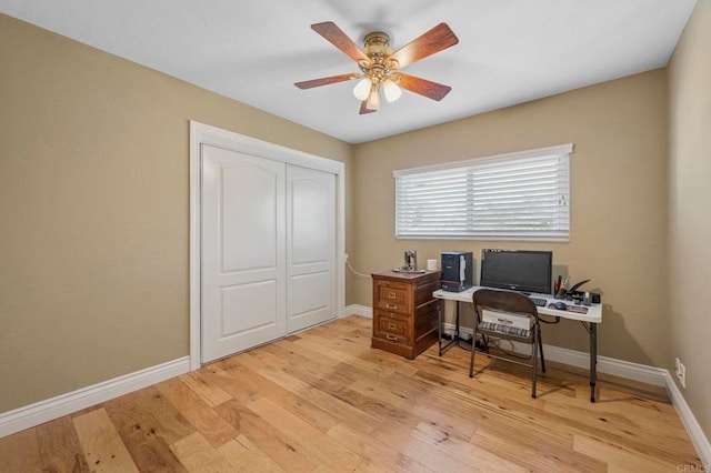 525 Hilo Way, Vista, CA 92081 - office featuring a ceiling fan and light wood-style flooring