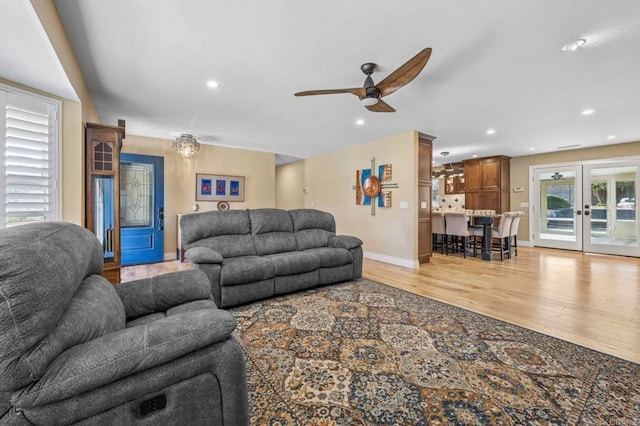 525 Hilo Way, Vista, CA 92081 - living room with light wood-type flooring, ceiling fan, and recessed lighting
