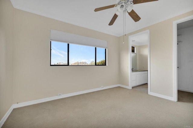 1138 Via Mil Cumbres, Solana Beach, CA 92075 - unfurnished bedroom featuring light carpet, a spacious closet, a closet, crown molding, and ensuite bathroom