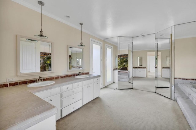 1138 Via Mil Cumbres, Solana Beach, CA 92075 - full bath featuring double vanity, crown molding, and a garden tub