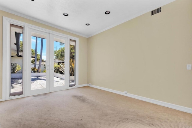 1138 Via Mil Cumbres, Solana Beach, CA 92075 - unfurnished room featuring carpet, ornamental molding, and recessed lighting