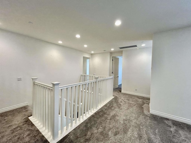 35909 Shetland Hls E, Fallbrook, CA 92028 - hallway with carpet, recessed lighting, and an upstairs landing