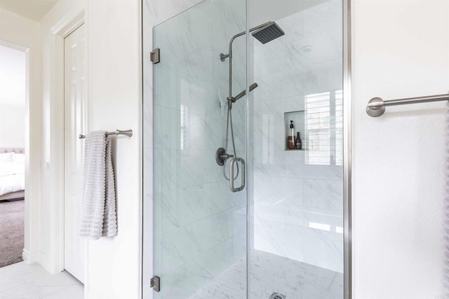 35909 Shetland Hls E, Fallbrook, CA 92028 - ensuite bathroom with a stall shower and marble look tiles