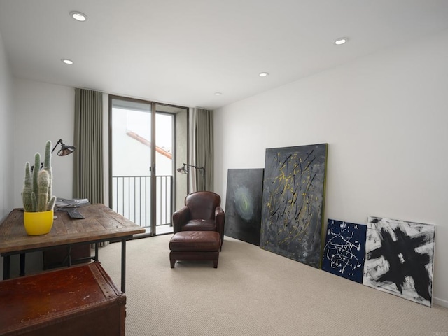 265 Coast Blvd Unit 9, La Jolla, CA 92037 - living area featuring carpet floors and recessed lighting