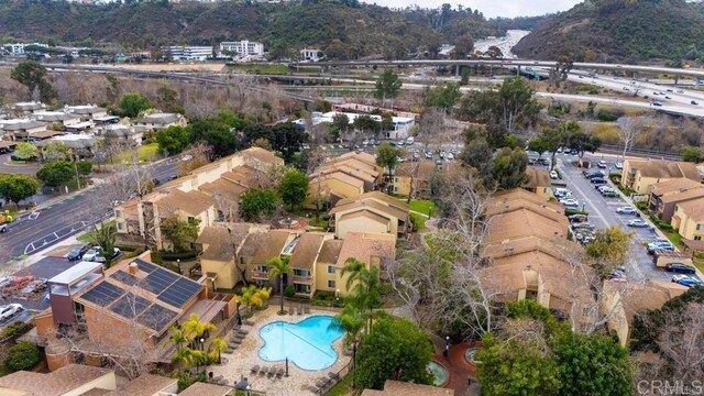 5910 Rancho Mission Rd Unit 37, San Diego, CA 92108 - aerial overview of property's location with a pool area