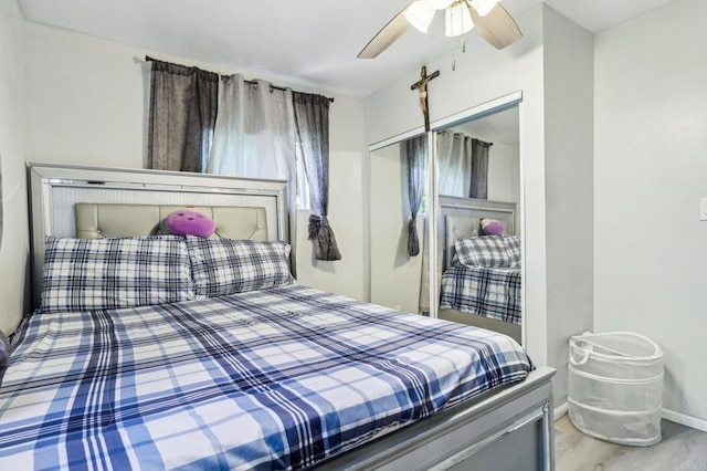 1947 D Ave, National City, CA 91950 - bedroom with a closet, wood finished floors, and a ceiling fan