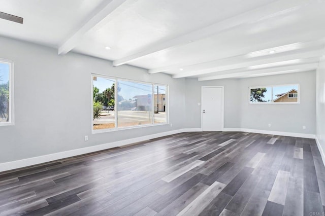 1947 D Ave, National City, CA 91950 - empty room featuring beam ceiling, dark wood-style flooring, and healthy amount of natural light