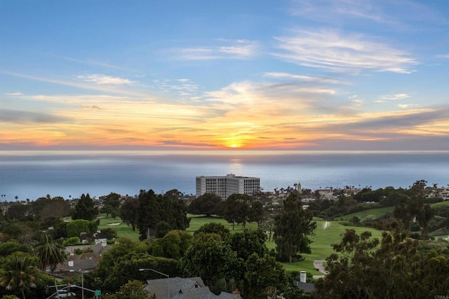 6627 Muirlands Dr, La Jolla, CA 92037 - aerial view at dusk of a water view and view of golf course