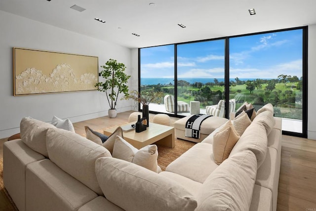 6627 Muirlands Dr, La Jolla, CA 92037 - living room featuring light wood-style flooring and a wall of windows