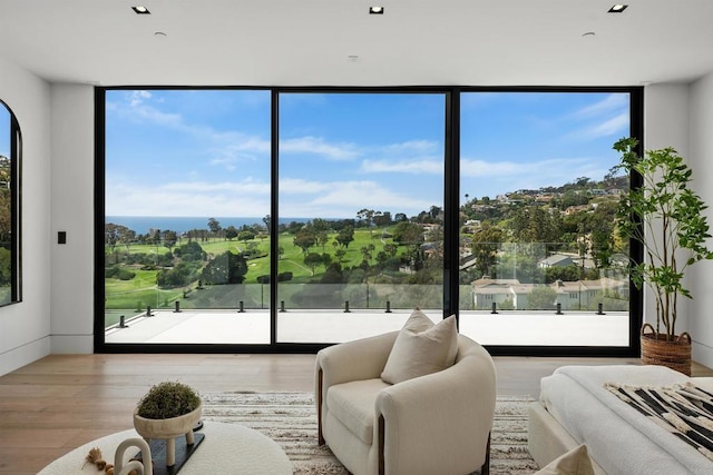 6627 Muirlands Dr, La Jolla, CA 92037 - living room featuring expansive windows and wood finished floors