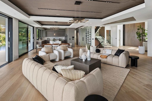 6627 Muirlands Dr, La Jolla, CA 92037 - building lobby featuring stairway and wooden ceiling