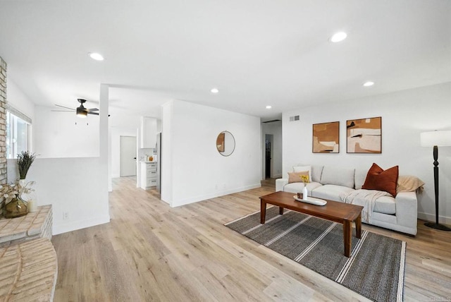 1472 Loma Ln, Chula Vista, CA 91911 - living area featuring a ceiling fan, recessed lighting, and light wood finished floors