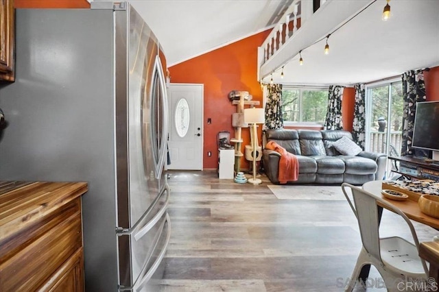 22230 Crestline Rd, Palomar Mountain, CA 92060 - living area featuring wood finished floors and track lighting