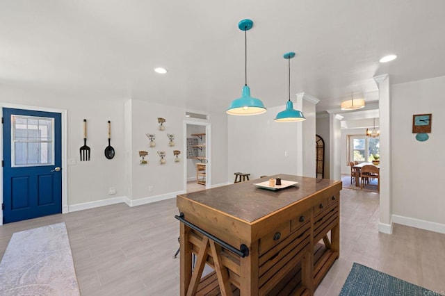 18 Gateview Dr, Fallbrook, CA 92028 - kitchen featuring a chandelier, pendant lighting, recessed lighting, and dark countertops