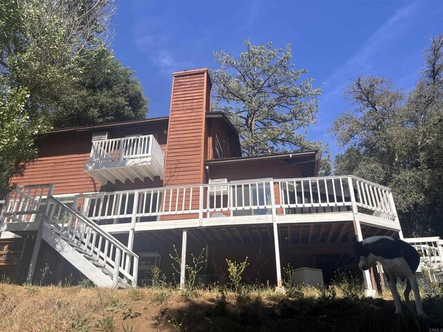 8606 Valley View Trl, Pine Valley, CA 91962 - back of house with a chimney and a wooden deck