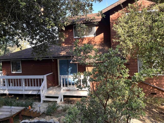 8606 Valley View Trl, Pine Valley, CA 91962 - rear view of property featuring a wooden deck and roof with shingles