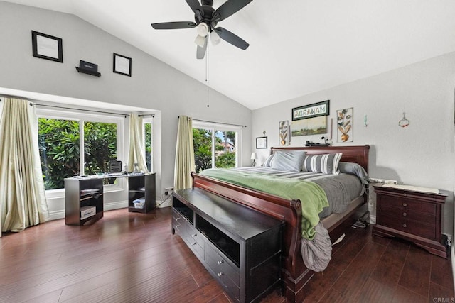 653 Diamond Dr, Chula Vista, CA 91911 - bedroom with wood-type flooring, ceiling fan, and high vaulted ceiling