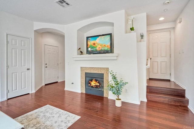 4049 Peninsula Dr, Carlsbad, CA 92010 - unfurnished living room featuring wood finished floors, recessed lighting, and a fireplace