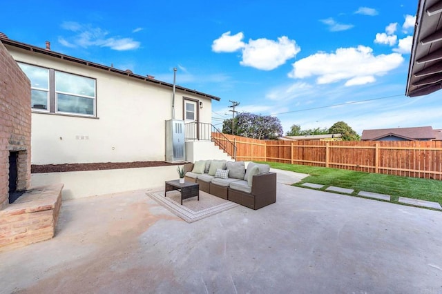 640 Pyramid St, San Diego, CA 92114 - fenced backyard with an outdoor living space and a patio area