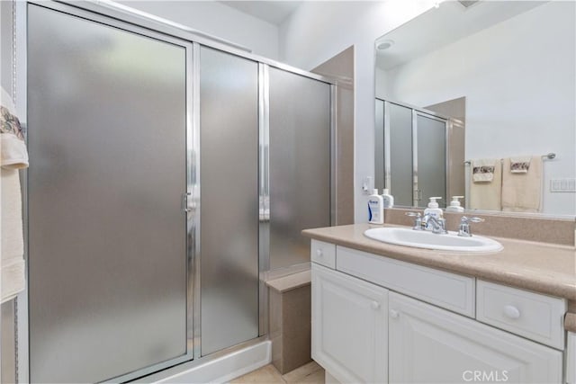 2747 Traditions Loop, Paso Robles, CA 93446 - bathroom with vanity, a stall shower, and tile patterned floors