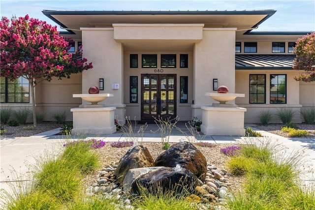 2747 Traditions Loop, Paso Robles, CA 93446 - entrance to property with stucco siding, french doors, and a standing seam roof
