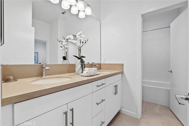 536 Caleigh Ln, Costa Mesa, CA 92627 - full bath featuring double vanity, tile patterned floors, and tub / shower combination