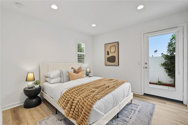 536 Caleigh Ln, Costa Mesa, CA 92627 - bedroom featuring access to outside, light wood-style flooring, recessed lighting, and baseboards