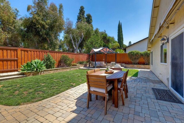 5431 Stirrup Way, Oceanside, CA 92057 - fenced backyard featuring a patio area and outdoor dining space