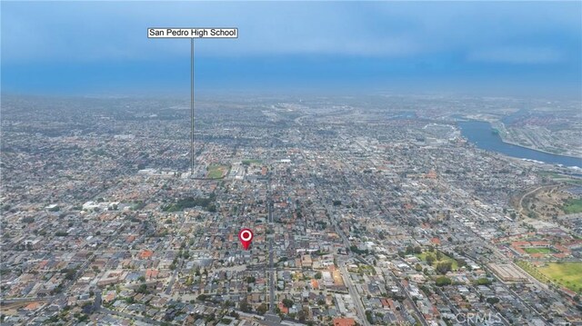 823 W 25th St, San Pedro, CA 90731 - aerial view of property and surrounding area featuring a nearby body of water and nearby urban area