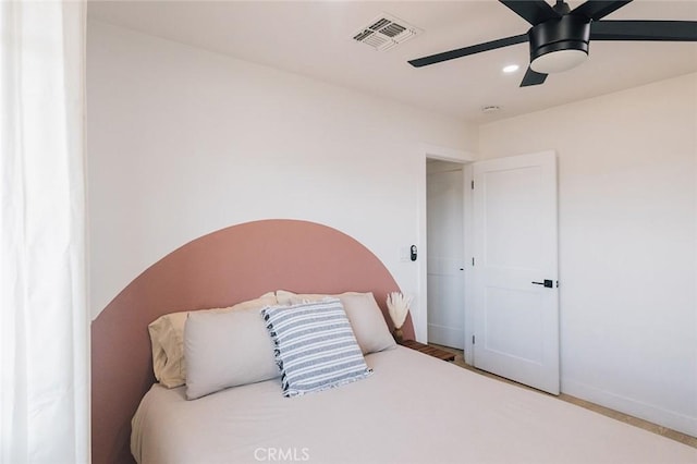 58250 Sierra Vista Dr, Yucca Valley, CA 92284 - bedroom featuring baseboards, a ceiling fan, and recessed lighting