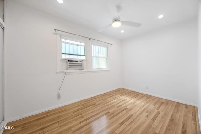  - empty room with light wood-style flooring, recessed lighting, and a ceiling fan