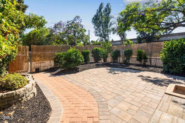  - fenced backyard with a patio area