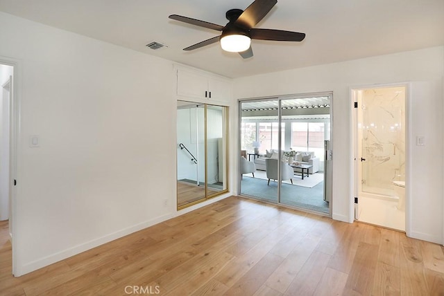 9864 Van Ruiten St, Bellflower, CA 90706 - empty room featuring a ceiling fan and light wood-style floors