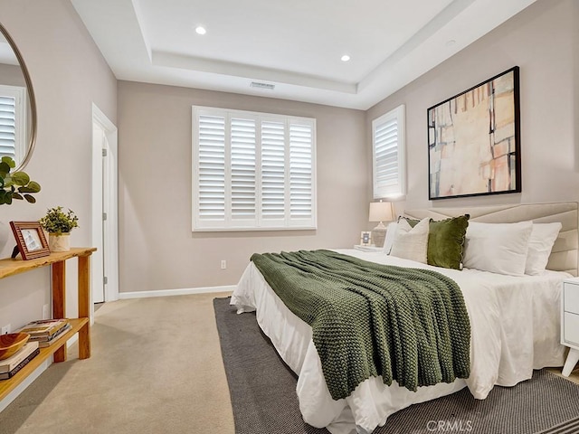 159 Frazier, Irvine, CA 92620 - bedroom featuring carpet, recessed lighting, a tray ceiling, and baseboards