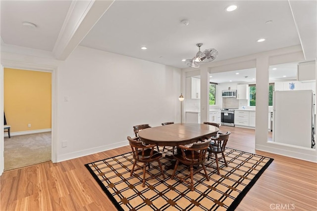 1377 Knoll Rd, Redlands, CA 92373 - dining space with light wood-type flooring and recessed lighting