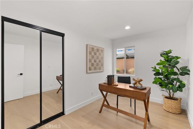 2796 Cibola Ave, Costa Mesa, CA 92626 - home office featuring light wood-style floors, baseboards, and recessed lighting