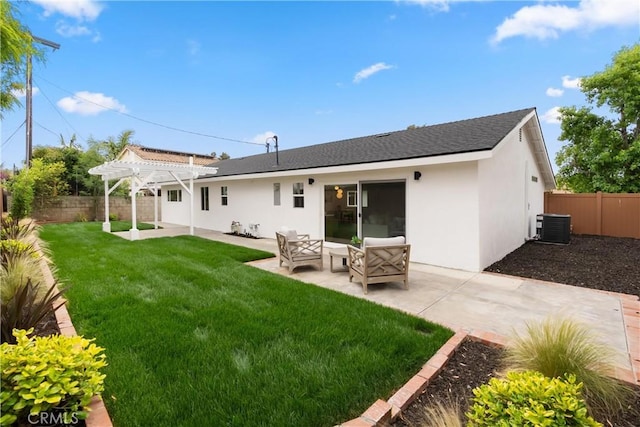 2796 Cibola Ave, Costa Mesa, CA 92626 - back of house with a pergola, central AC unit, a patio, and stucco siding