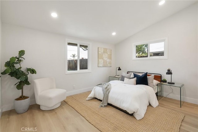 1994 11th St, La Verne, CA 91750 - bedroom with vaulted ceiling, light wood-style floors, and recessed lighting