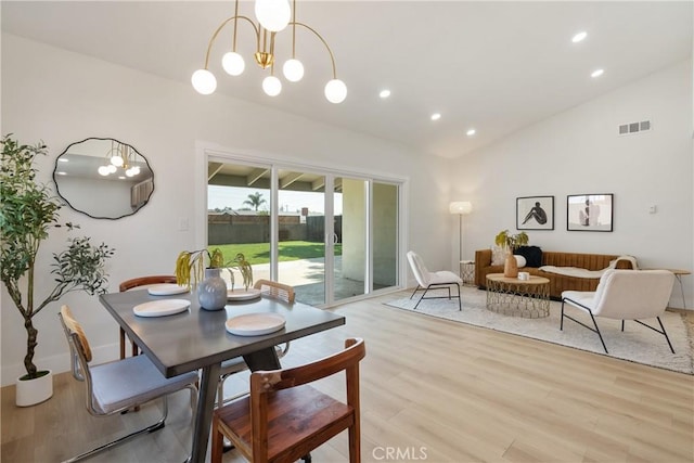 1994 11th St, La Verne, CA 91750 - dining area with vaulted ceiling, light wood-type flooring, and recessed lighting