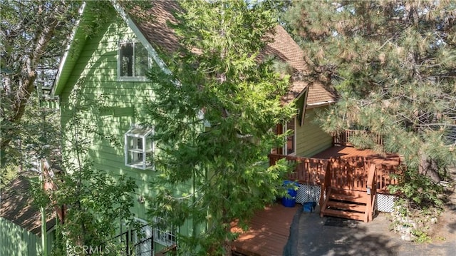 1268 Aleutian Dr, Lake Arrowhead, CA 92352 - view of property exterior with a wooden deck