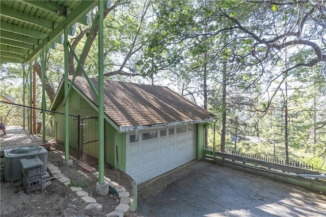 1268 Aleutian Dr, Lake Arrowhead, CA 92352 - detached garage with central AC unit